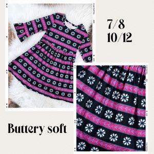 Girls multi color Long sleeve snowflakes print dress 10/12